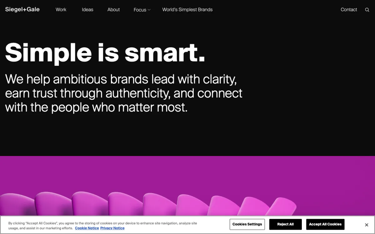 Siegel+Gale homepage, captured September 28, 2026